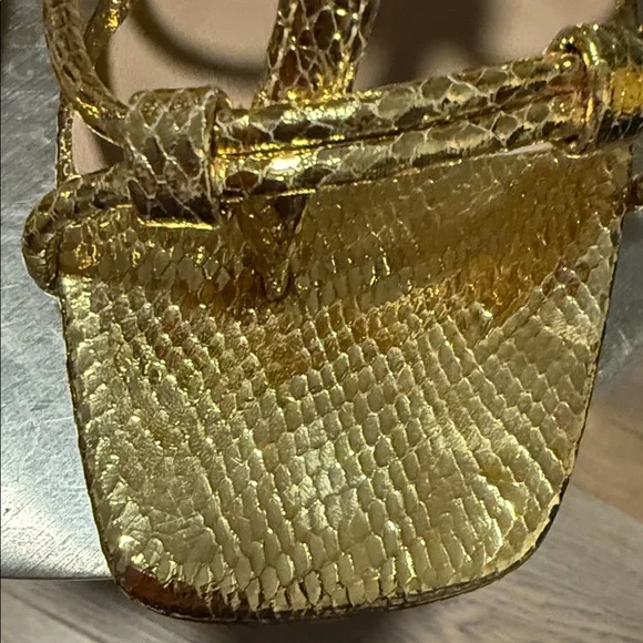 Pre-Owned Donald J. Pliner Gold Strappy Block Heels - Picture 6 of 16